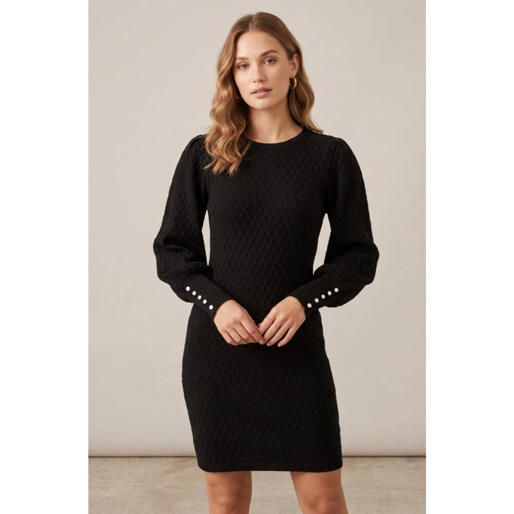 Lilly Pulitzer Jacquetta Sweater Dress Knit Black Gold Size Medium
